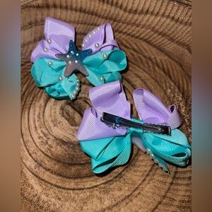Lavender and Teal Mermaid Starfish Hair Bows